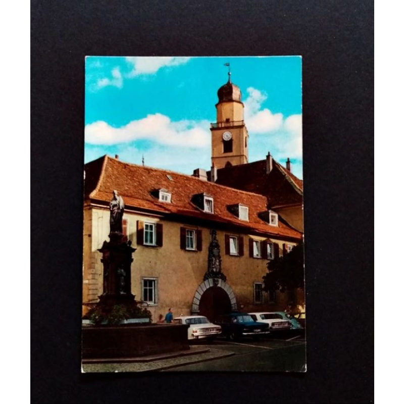 Bad Mergentheim, Gänsemarkt und Kirche. Ansichtskarte-Nr. L-101