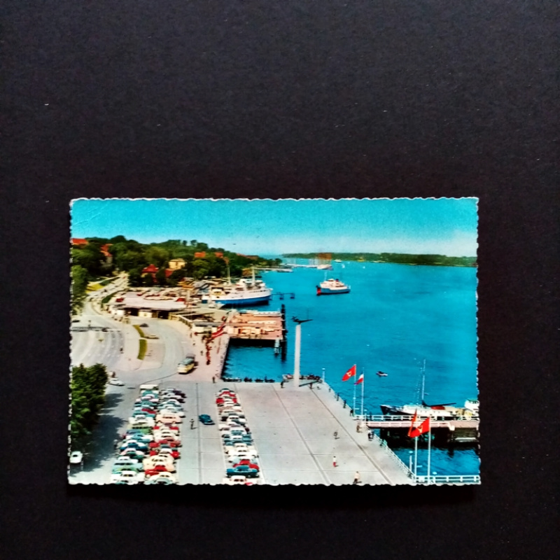 Ansichtskarte-Kiel-Fährschiff am Oslo-Kai.