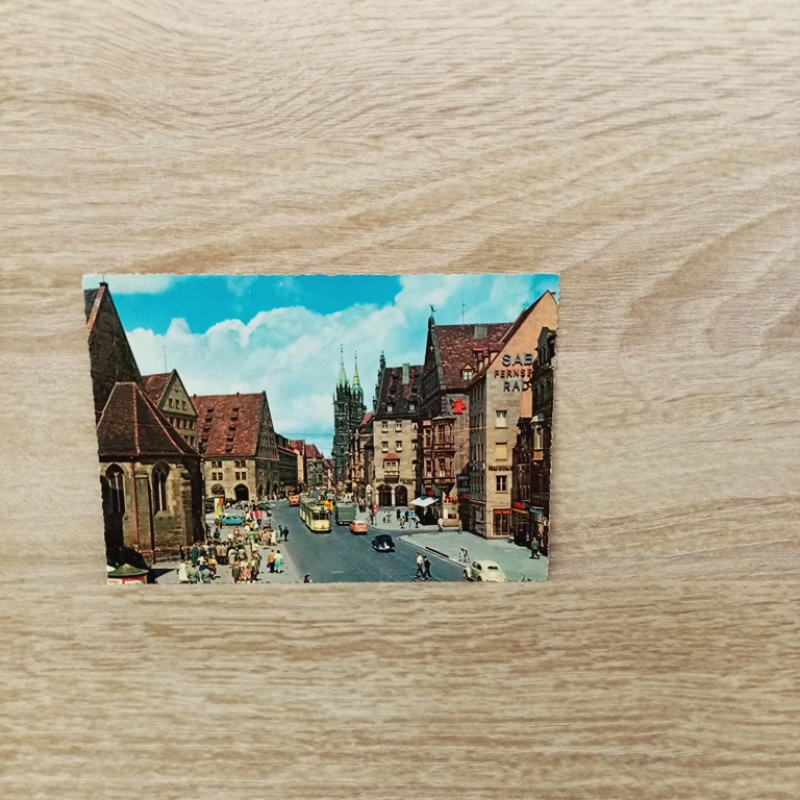 Ansichtskarte-Nürnberg, Königstraße mit Lorenzkirche.