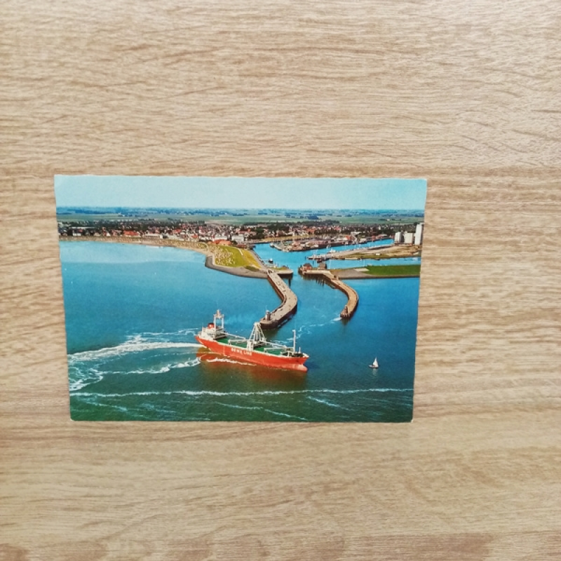 AK-122-Nordseeheilbad Büsum. Hafeneinfahrt-Luftaufnahme.