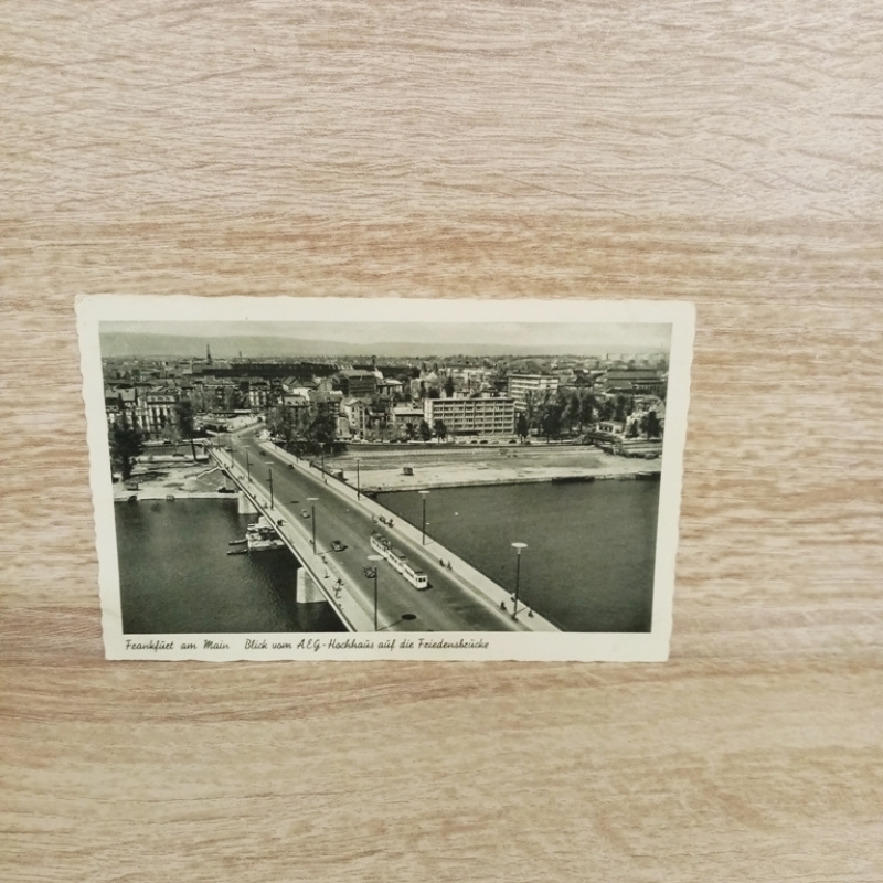 Ak-364-Frankfurt a. Main-Blick auf die Friedensbrücke. 1952