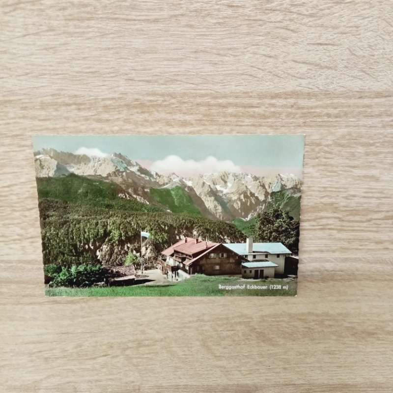 Ak-640-Berggasthof Eckbauer. Blick zur Treitorspitze.