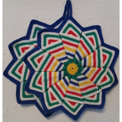 Topflappen Stern mit blauem Rand (TL 1)