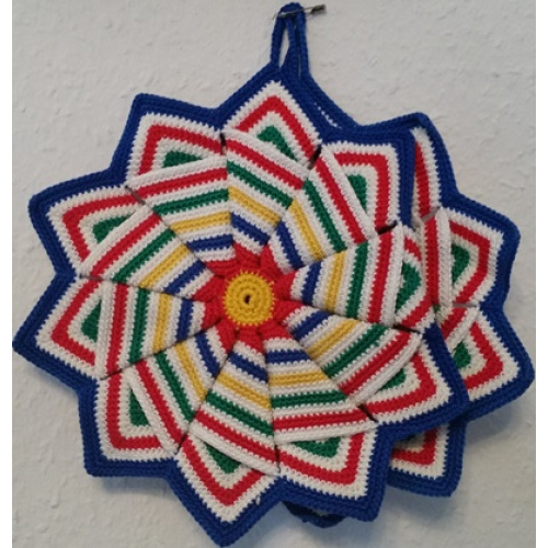 Topflappen Stern mit blauem Rand (TL 2)