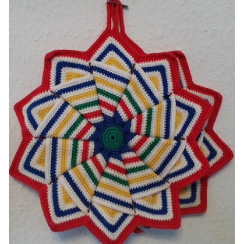 Topflappen Stern mit rotem Rand (TL 21)