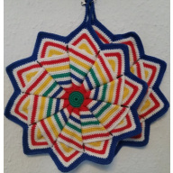 Topflappen Stern mit blauem Rand (TL 4)
