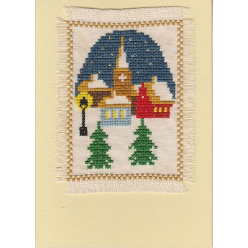 Weihnachtskarte mit winterlichem Dorf (W6,4)