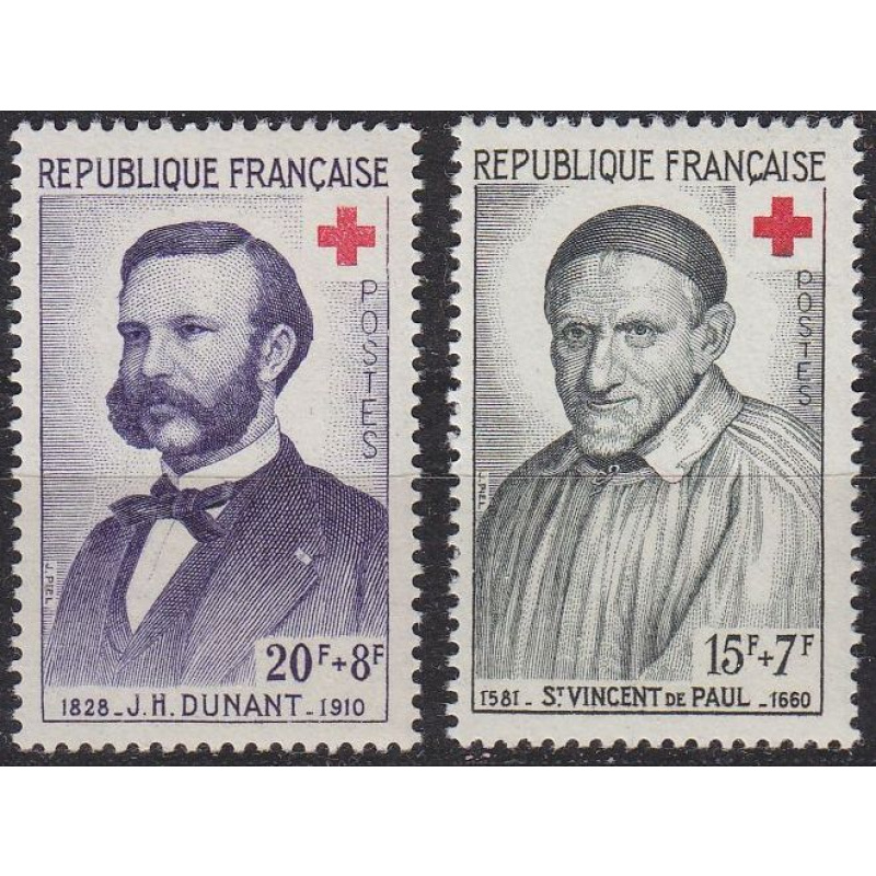 FRANKREICH FRANCE [1958] MiNr 1224-25 ( */mh ) Rotes Kreuz